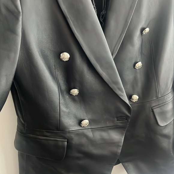 WHBM Black 100% Leather Jacket ECU - size 2 - Picture 3 of 8
